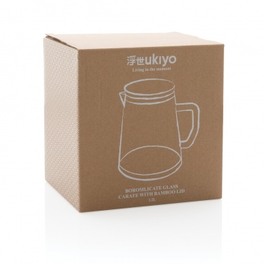 Logo trade corporate gift photo of: Ukiyo borosilicate glass carafe with bamboo lid 1.2L