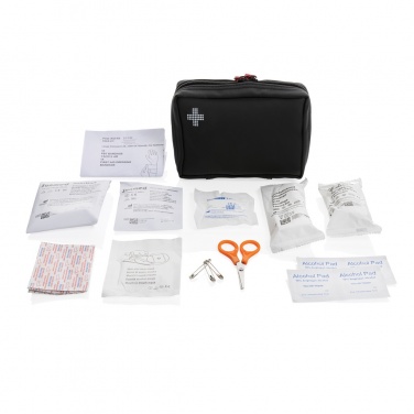Logo trade corporate gifts image of: RCS recycled nubuck PU pouch  first aid set