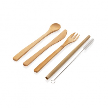 Logo trade promotional gifts picture of: Reusable bamboo travel cutlery set