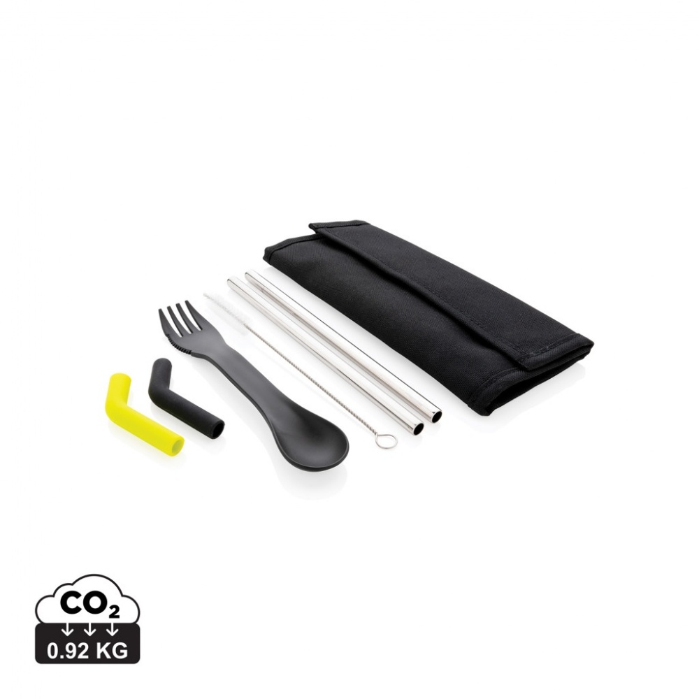 Logotrade promotional gift picture of: Tierra 2pcs straw and cutlery set in pouch