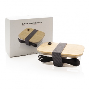 Logo trade advertising products image of: Glass lunchbox with bamboo lid