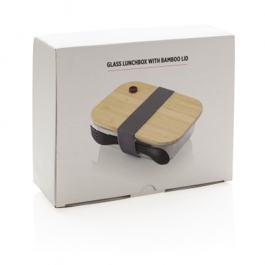 Logo trade business gifts image of: Glass lunchbox with bamboo lid