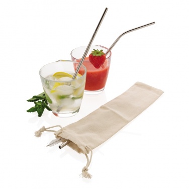 Logo trade promotional giveaways image of: Reusable stainless steel 3 pcs straw set