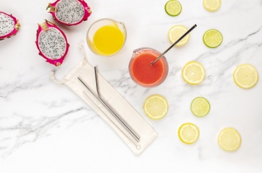 Logo trade promotional item photo of: Reusable stainless steel 3 pcs straw set