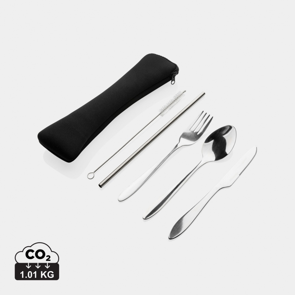 Logo trade promotional item photo of: 4 PCS stainless steel re-usable cutlery set