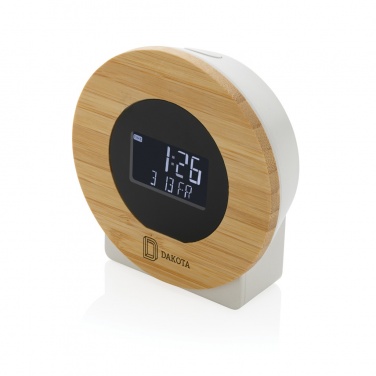 Logotrade promotional product image of: Utah RCS rplastic and bamboo LCD desk clock