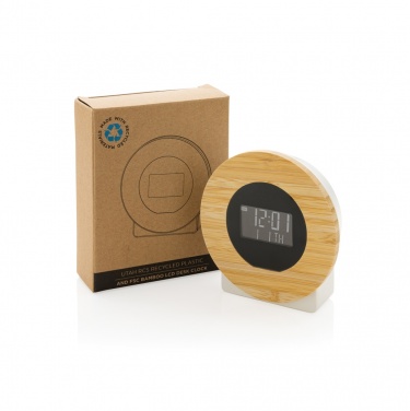 Logo trade promotional merchandise image of: Utah RCS rplastic and bamboo LCD desk clock
