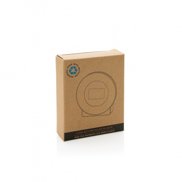 Logo trade promotional gifts picture of: Utah RCS rplastic and bamboo LCD desk clock