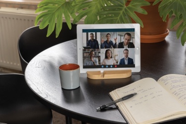 Logo trade promotional merchandise picture of: Bamboo tablet and phone holder