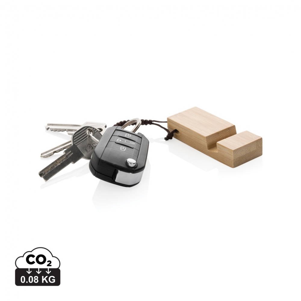 Logotrade advertising product image of: Standkey bamboo keychain phone stand