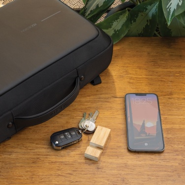 Logo trade promotional products picture of: Standkey bamboo keychain phone stand