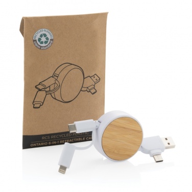 Logo trade promotional gifts image of: RCS recycled plastic Ontario 6-in-1 retractable cable
