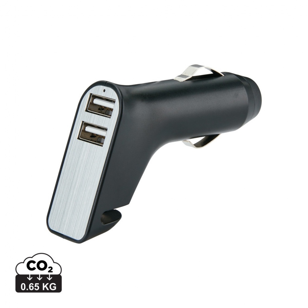 Logotrade corporate gift picture of: Dual port car charger with belt cutter and hammer