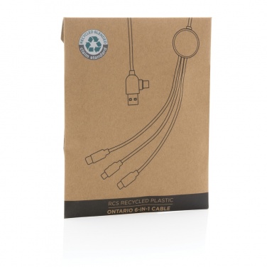 Logo trade promotional gifts picture of: RCS recycled plastic Ontario 6-in-1 cable