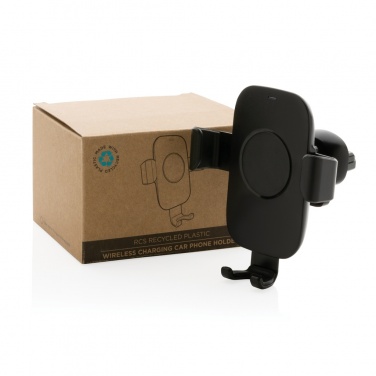 Logotrade promotional gift image of: RCS recycled plastic 10W wireless charging car holder