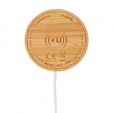 Logo trade promotional product photo of: 10W bamboo magnetic wireless charger