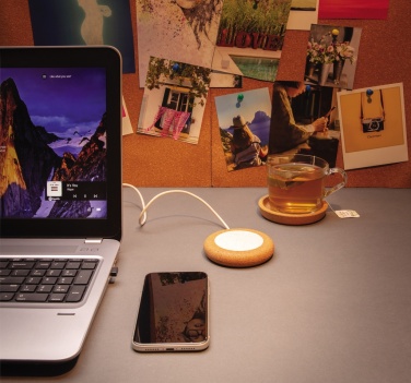 Logo trade promotional gifts picture of: Cork and Wheat 5W wireless charger