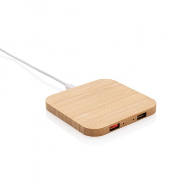 Logotrade promotional merchandise image of: Bamboo 5W wireless charger with USB