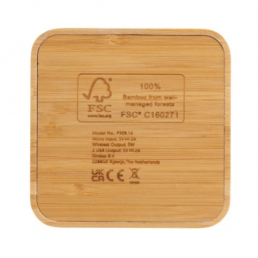 Logotrade corporate gift picture of: Bamboo 5W wireless charger with USB