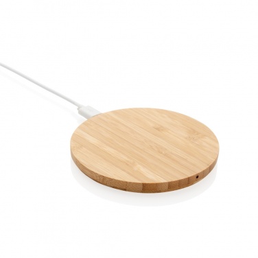 Logotrade promotional giveaway image of: Bamboo 5W round wireless charger