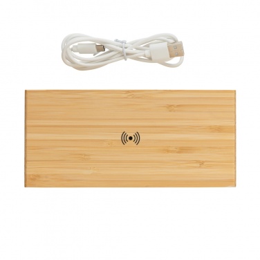 Logo trade promotional merchandise photo of: Bamboo alarm clock with 5W wireless charger