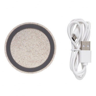 Logotrade business gifts photo of: Wheat Straw 5W round wireless charging pad