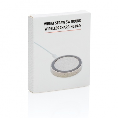 Logo trade promotional products image of: Wheat Straw 5W round wireless charging pad