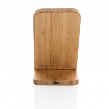 Logo trade corporate gifts picture of: Bamboo 5W wireless charging stand