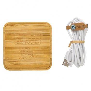 Logotrade promotional giveaway picture of: Bamboo 10W wireless charger with USB