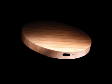 Logo trade promotional giveaways picture of: Bamboo 15W wireless charger