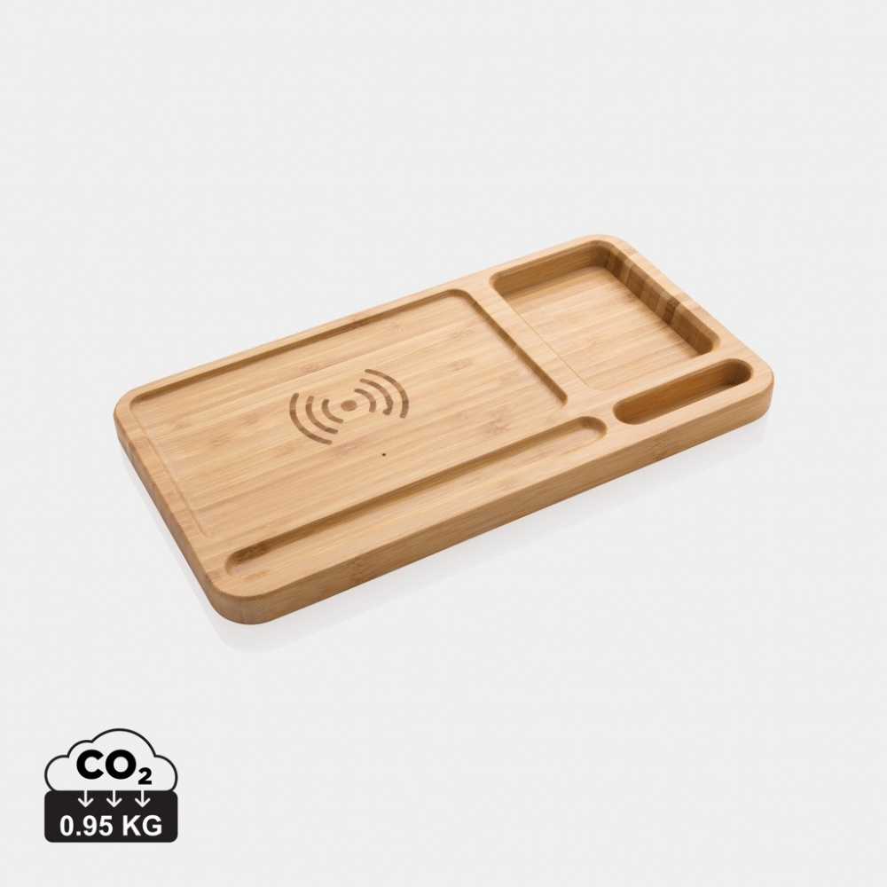 Logotrade corporate gift image of: Bamboo desk organiser 10W wireless charger