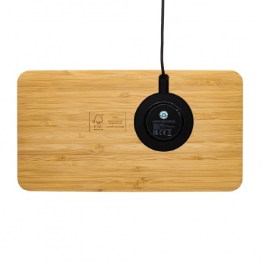 Logo trade promotional merchandise image of: Bamboo desk organiser 10W wireless charger