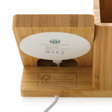 Logo trade promotional gifts image of: Calgary bamboo 10W wireless charger