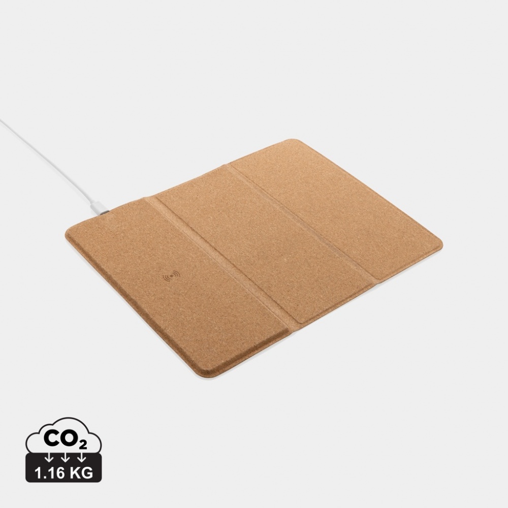 Logo trade advertising product photo of: 10W wireless charging cork mousepad and stand