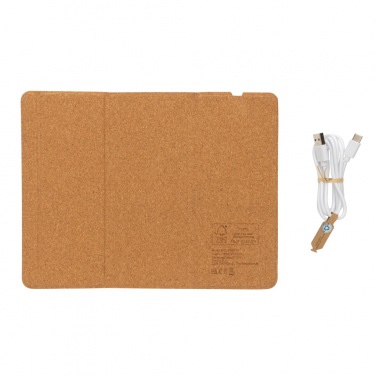 Logo trade promotional merchandise picture of: 10W wireless charging cork mousepad and stand