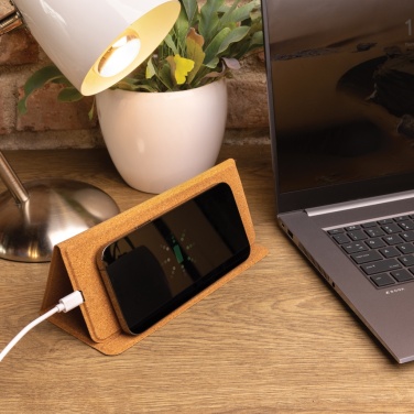 Logotrade corporate gift picture of: 10W wireless charging cork mousepad and stand