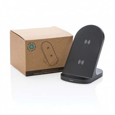 Logo trade promotional giveaways image of: RCS recycled plastic double coil wireless stand 15W