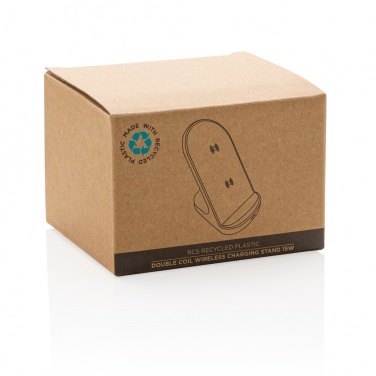 Logo trade promotional gifts image of: RCS recycled plastic double coil wireless stand 15W