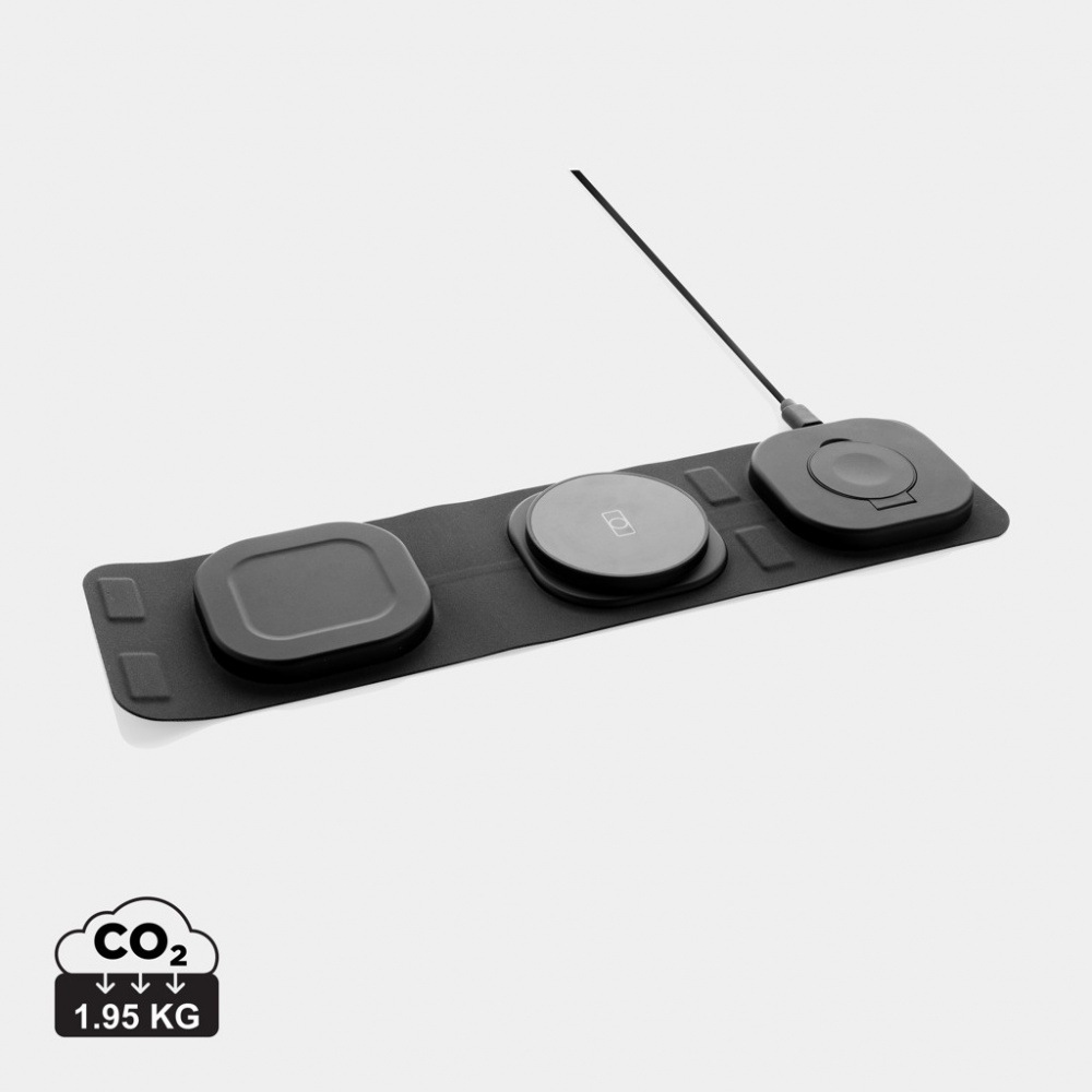 Logotrade advertising products photo of: Swiss Peak RCS rplastic 3-in-1 wireless 15W travel charger