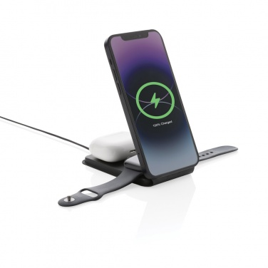 Logotrade corporate gift image of: Swiss Peak RCS rPU 15W  3-in-1 magnetic wireless charger