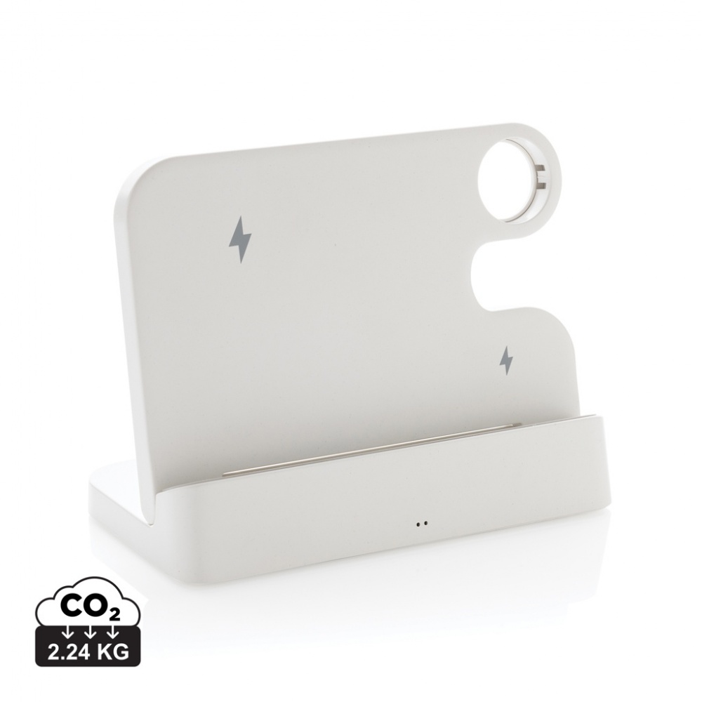 Logotrade promotional product picture of: Joltz RCS recycled plastic dual 15W charger with iWatch slot