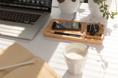 Logotrade business gifts photo of: Bamboo desk organiser 5W wireless charger