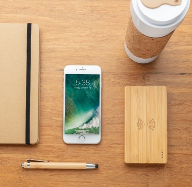 Logotrade business gift image of: Bamboo 4.000 mAh wireless 5W Powerbank