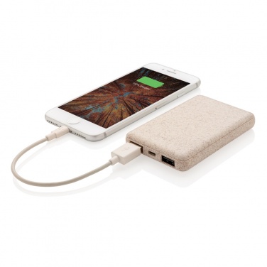 Logo trade promotional merchandise picture of: Wheat Straw 5.000 mAh Pocket Powerbank