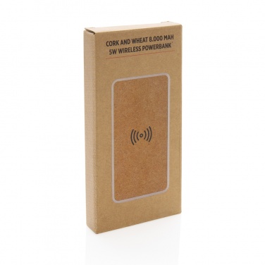 Logotrade promotional item image of: Cork and Wheat Straw 8.000 mAh 5W wireless powerbank