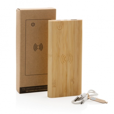Logotrade promotional giveaways photo of: Bamboo 8.000 mAh 5W wireless powerbank