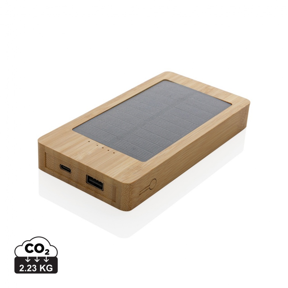 Logo trade promotional giveaway photo of: Sunwick 10.000 mAh Bamboo solar powerbank