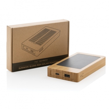 Logo trade advertising product photo of: Sunwick 10.000 mAh Bamboo solar powerbank
