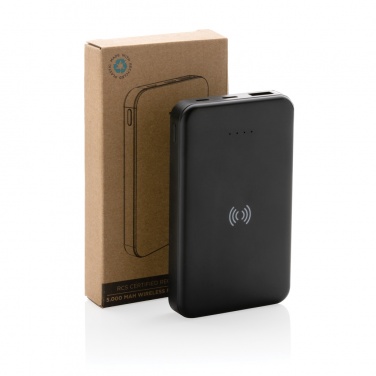 Logo trade business gifts image of: RCS recycled plastic 5.000 mAh 5W wireless powerbank