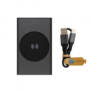 Logo trade promotional giveaways picture of: Terra RCS recycled aluminium 5000 mAh powerbank 5W wireless